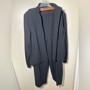 ORVIS Womens Vintage Black Jacket & Pants Jogger Travel Lounge Large Petite LP